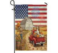 Bandiere da giardino con cane Fall Cavalier King Charles Spaniel, 30,5 x 45,7 cm, per esterni, autunno fattoria fienile camion bandiere verticali standard in lino, stampa fattoria cortile cortile