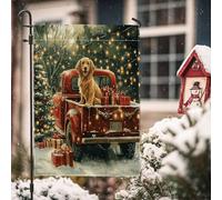 Bandiere da giardino con cane Golden Retriever di Natale, 30,5 x 45,7 cm, per esterni, camion e cuccioli, bandiere verticali standard in lino per casa, vacanze, divertimento, cortile, cortile, prato
