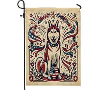 Bandiere da giardino con cane husky di calcio, 30,5 x 45,7 cm, per esterni, stile vintage, bandiere standard per la casa, 4 luglio, per cortile, cortile, prato, decorazione per esterni
