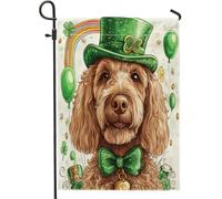 Bandiere da giardino con cane Labradoodle per il giorno di San Patrizio, 30,5 x 45,7 cm, double face, per esterni, decorazione per esterni, divertente e carino, bandiera per la casa, in tela, con