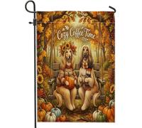 Bandiere da giardino con cane levriero afgano autunnale, 30,5 x 45,7 cm, per esterni, bandiere verticali standard in lino con zucca della foresta autunnale, stampa alla moda, decorazione per esterni