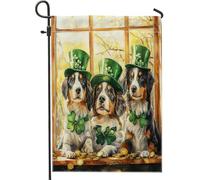Bandiere da giardino con cane pastore australiano per il giorno di San Patrizio, 30,5 x 45,7 cm, double face, per esterni, per divertimento con cuccioli, bandiere verticali standard per casa