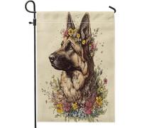 Bandiere da giardino con cane pastore tedesco, 30,5 x 45,7 cm, double face, decorative esterne, belle bandiere estetiche per cortile, piccole bandiere in tela per la casa, bandiere primaverili per