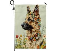 Bandiere da giardino con cane pastore tedesco, 30,5 x 45,7 cm, double face, decorative esterne, belle bandiere floreali per cortile, piccole bandiere in tela per la casa, bandiere primaverili per