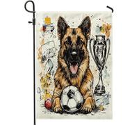 Bandiere da giardino con cane pastore tedesco, 30,5 x 45,7 cm, double face, per esterni, per sport di calcio, cuccioli, bandiere verticali standard per la casa, fantastiche bandiere divertenti per