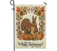 Bandiere da giardino con cane pastore tedesco autunno del Ringraziamento 30,5 x 45,7 cm per esterni, bandiere vintage autunnali in lino verticali standard, stampa fresca per cortile, cortile, prato