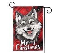 Bandiere da giardino con cane sorridente natalizio per esterni, 71 x 101 cm, morbida e leggera, per camera da letto, interni, senza pieghe, su entrambi i lati, per decorazioni esterne