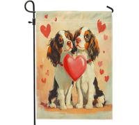 Bandiere da giardino con cane Springer Spaniel, 30,5 x 45,7 cm, double face, decorazione per esterni, motivo a cuore carino per San Valentino, bandiera per casa da cortile, piccola bandiera per