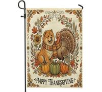 Bandiere da giardino con cani Chow Chow Chow per l'autunno, 30,5 x 45,7 cm, per esterni, bandiere vintage autunnali in lino verticali standard, stampa fresca, cortile, cortile, prato, decorazione per