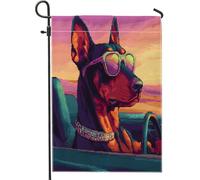 Bandiere da giardino con cani doberman, 30,5 x 45,7 cm, per esterni, Pixel Art Chien, bandiere verticali standard in lino per casa, cuccioli, cortile, cortile, prato, decorazione esterna