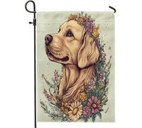 Bandiere da giardino con cani Golden Retriever, 30,5 x 45,7 cm, double face, decorative esterne, belle bandiere estetiche per la casa, in tela di iuta primaverile, bandiere per prato per esterni