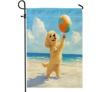 Bandiere da giardino con cani Golden Retriever, 30,5 x 45,7 cm, double face, per esterni, decorazione divertente, per bambini, in tela, per esterni, piccola bandiera per prato