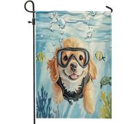 Bandiere da giardino con cani Golden Retriever, 30,5 x 45,7 cm, per esterni, divertenti bandiere verticali in lino per casa, animali domestici, cortile, cortile, prato, decorazione per esterni