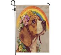 Bandiere da giardino con cani Spring Beagle, 30,5 x 45,7 cm, double face, decorative esterne, belle bandiere estetiche per cortile, piccole bandiere in tela per la casa, per cuccioli di animali
