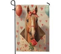 Bandiere da giardino con cavallo di San Valentino, 30,5 x 45,7 cm, double face, per esterni, lettera d'amore, amanti degli animali, bandiere per esterni, decorazione per esterni, decorazione per il
