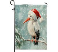 Bandiere da giardino con cicogne di Natale, 30,5 x 45,7 cm, double face, per esterni, grazioso motivo con rami di albero di Natale, bandiere per casa, bandiere invernali per cortile, cortile, prato