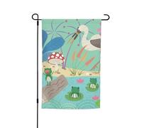 Bandiere da giardino con cicogne e rane nello stagno, 12x18, bifacciali, per esterni, piccole bandiere da giardino stagionali, decorazioni da giardino per esterni, decorazioni per esterni per casa, co