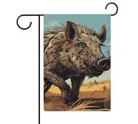 Bandiere da giardino con cinghiale dei cartoni animati, 30,5 x 45,7 cm, doppia faccia, bandiera estiva da cortile, bandiere floreali da giardino, decorazioni stagionali per le vacanze