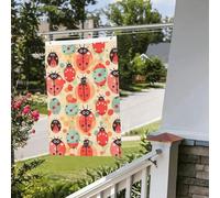 Bandiere da giardino con coccinelle in stile cartone animato, 6 x 0,9 m, per interni ed esterni, primavera, estate, autunno, inverno, con occhiello, verticale, double face, bandiere per le vacanze per
