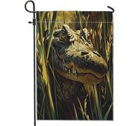 Bandiere da giardino con coccodrillo palude, 30,5 x 45,7 cm, double face, per esterni, in tela di coccodrillo, stile divertente, bandiere per la casa, strane e divertenti, per cortile e giardino