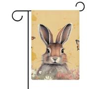 Bandiere da giardino con coniglio e farfalla, 30,5 x 45,7 cm, doppia faccia, bandiera estiva da cortile, bandiere floreali da giardino di benvenuto, decorazioni stagionali per le vacanze