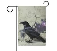 Bandiere da giardino con corvo sul terreno, 30,5 x 45,7 cm, doppia faccia, bandiera estiva, bandiera floreale di benvenuto da giardino, decorazioni stagionali per le vacanze