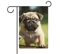 Bandiere da giardino con cuccioli di carlino, 30,5 x 45,7 cm, doppia faccia, bandiera estiva, bandiera floreale da giardino di benvenuto bandiere stagionali decorazioni per le vacanze