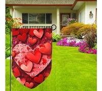 Bandiere da giardino con cuori rossi, stampa amore su entrambi i lati, 31 x 45 cm, bandiere di benvenuto primavera estate giardino piccola bandiera da cortile per decorazioni per la casa all'aperto