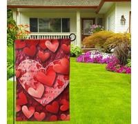 Bandiere da giardino con cuori rossi, stampa amore su entrambi i lati, 31 x 45 cm, bandiere di benvenuto primavera estate giardino piccola bandiera da cortile per decorazioni per la casa all'aperto