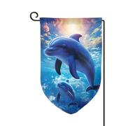 Bandiere da giardino con delfini carini bandiera verticale a doppia faccia 30,5 x 45,7 cm primavera estate stagionale cortile banner vacanza fattoria cortile all'aperto decorazione da appendere
