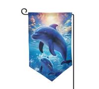 Bandiere da giardino con delfini carini bandiera verticale a doppia faccia 30,5 x 45,7 cm primavera estate stagionale cortile banner vacanza fattoria cortile all'aperto decorazione da appendere