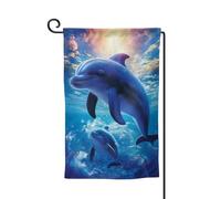 Bandiere da giardino con delfini carini bandiera verticale a doppia faccia 30,5 x 45,7 cm primavera estate stagionale cortile banner vacanza fattoria cortile all'aperto decorazione da appendere