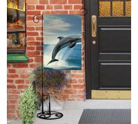 Bandiere da giardino con delfini che saltano su entrambi i lati, 30 x 45 cm, piccola bandiera da giardino per esterni, piccole bandiere da giardino, bandiere stagionali per Natale, fattoria