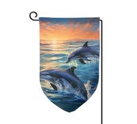 Bandiere da giardino con delfini in mare1 bandiera verticale a doppia faccia 30,5 x 45,7 cm primavera estate stagionale cortile banner vacanze fattoria cortile all'aperto decorazione da appendere