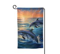Bandiere da giardino con delfini in mare1 bandiera verticale a doppia faccia 30,5 x 45,7 cm primavera estate stagionale cortile banner vacanze fattoria cortile all'aperto decorazione da appendere