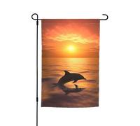 Bandiere da giardino con delfino e tramonto per esterni 30,5 x 45,7 cm, bandiera da giardino stagionale su entrambi i lati con occhielli bandiera esterna per decorazioni per la casa sfondo fotografico
