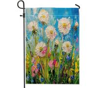 Bandiere da giardino con dente di leone dipinto primaverile, 30,5 x 45,7 cm, per esterni, bandiere verticali standard in lino per casa, giardino, giardino, cortile, prato, decorazione esterna