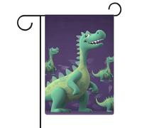 Bandiere da giardino con dinosauri dei cartoni animati, 30,5 x 45,7 cm, doppia faccia, bandiera estiva da cortile, bandiere floreali da giardino, decorazioni stagionali per le vacanze