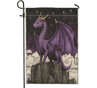 Bandiere da giardino con draghi occidentali magici 30,5 x 45,7 cm, double face per esterni, bandiere vintage con stelle notturne standard in iuta per prato, animali per cortile, piccole bandiere per