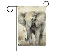 Bandiere da giardino con elefanti, 30,5 x 45,7 cm, a doppia faccia, bandiera estiva, bandiera floreale, benvenuto, giardino, decorazioni stagionali per le vacanze