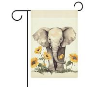 Bandiere da giardino con elefanti e girasole, 30,5 x 45,7 cm, doppia faccia, bandiera estiva, bandiera floreale, benvenuto, giardino, decorazioni stagionali per le vacanze