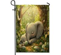 Bandiere da giardino con elefanti pasquali primaverili, 30,5 x 45,7 cm, double face, per esterni, decorazione per esterni, uova di animali selvatici, bandiera per casa, scenica per esterni, piccola