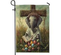 Bandiere da giardino con elefanti pasquali primaverili, 30,5 x 45,7 cm, double face, per esterni, decorazione vintage, con uova incrociate, bandiera per casa, vacanze, esterni, piccola bandiera per
