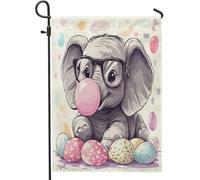 Bandiere da giardino con elefanti pasquali primaverili, 30,5 x 45,7 cm, double face, per esterni, divertenti animali selvatici, bandiere standard per esterni, decorazione per esterni, cortile, cortile