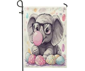 Bandiere da giardino con elefanti pasquali primaverili, 30,5 x 45,7 cm, double face, per esterni, divertenti animali selvatici, bandiere standard per esterni, decorazione per esterni, cortile, cortile
