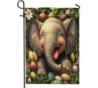 Bandiere da giardino con elefanti pasquali primaverili, 30,5 x 45,7 cm, double face, per esterni, uova di animali selvatici, bandiere standard per esterni, decorazione per giardino, cortile, cortile