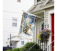 Bandiere da giardino con elfo dei sogni di Natale, per esterni, leggera su entrambi i lati, 3 x 5 cm, per camera da letto, interni, cortile e barche per decorazioni esterne con occhielli in metallo