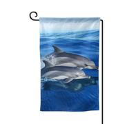Bandiere da giardino con famiglia di delfini, verticale su entrambi i lati, 30,5 x 45,7 cm, bandiera stagionale primaverile estate per vacanze, fattoria, cortile, decorazione da appendere all'aperto