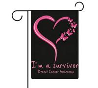 Bandiere da giardino con farfalla a forma di cuore rosa, "Sono una sopravvissuta" per la sensibilizzazione sul cancro al seno, bandiere bifacciali per le festività, decorazioni per esterni, 12,6 x 18,