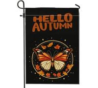 Bandiere da giardino con farfalle autunnali e foglia d'acero, 30,5 x 45,7 cm, double face, per esterni, in tela, stile anime, per bambini, cortile, cortile, prato, decorazione